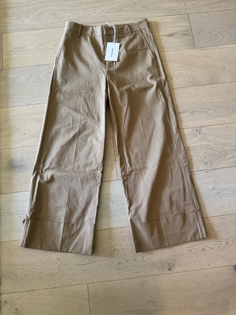 Frame Denim Wide-Leg Trousers in Khaki